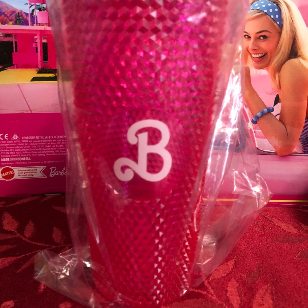 Barbie the Movie Official Cinemark Plastic Promo Cup NWT Pink Travel Cup Straw
